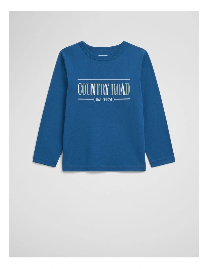 Verified Australian Cotton Long Sleeve Heritage T-shirt in Royal Blue Multi image 1