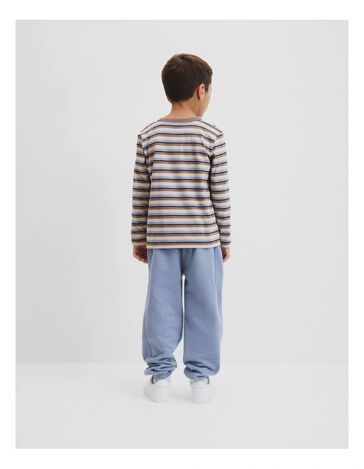 Long Sleeve Circle Logo T-shirt in Chocolate Stripe image 3