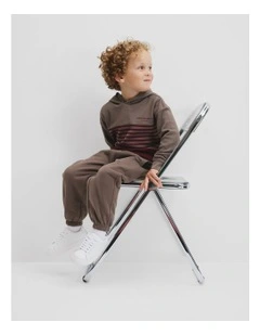 Hooded Block Stripe T-shirt in Garnet