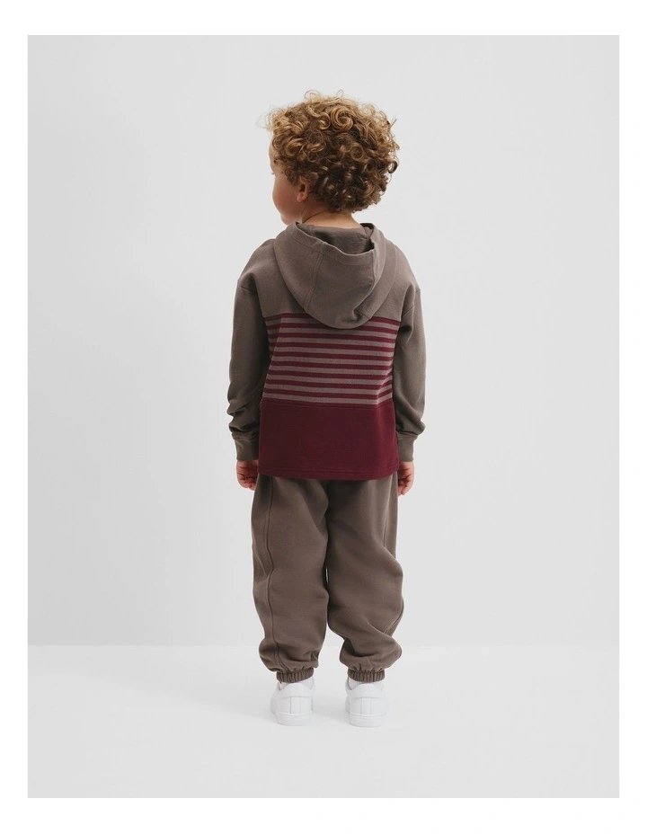 Hooded Block Stripe T-shirt in Garnet image 3