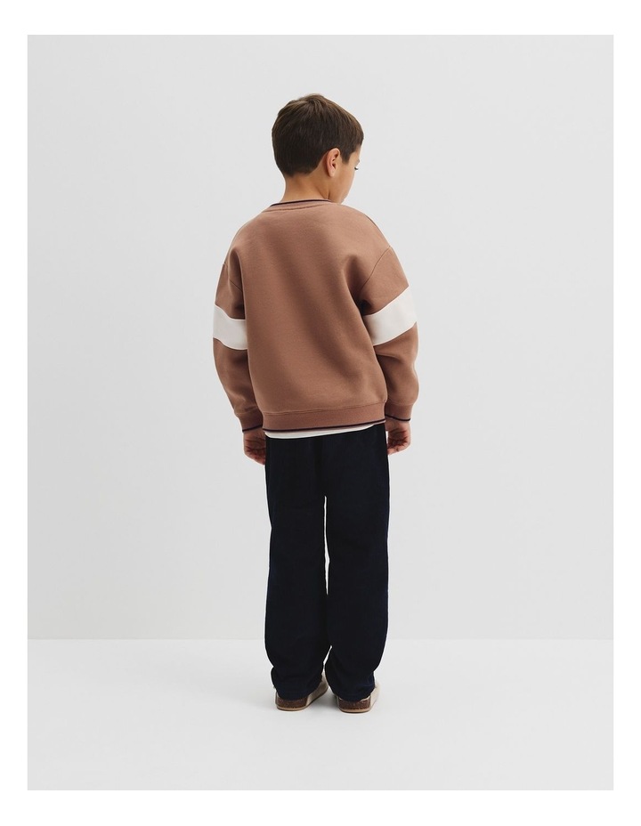 Organically Grown Cotton Country Road Panelled Sweat in Camel image 3