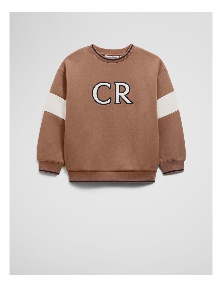 Organically Grown Cotton Country Road Panelled Sweat in Camel image 4