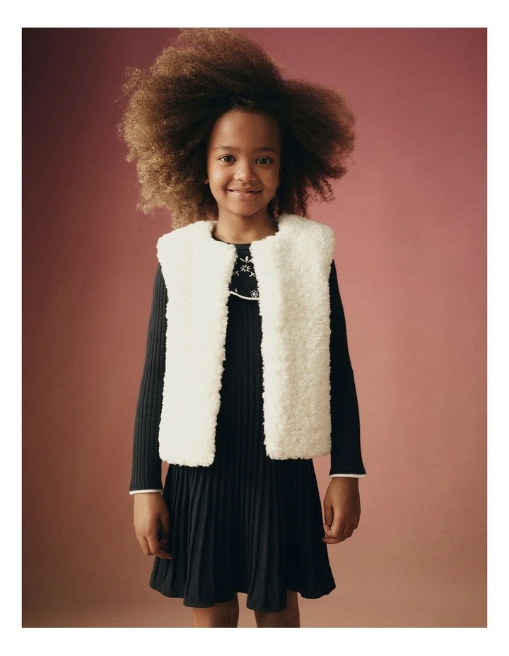 Embroidered Knit Dress in Charcoal image 2
