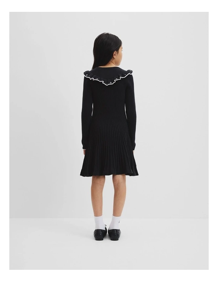 Embroidered Knit Dress in Charcoal image 4