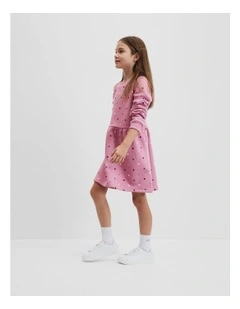 Star Sweat Dress in Berry