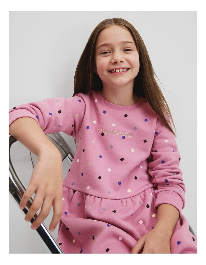 Star Sweat Dress in Berry image 2