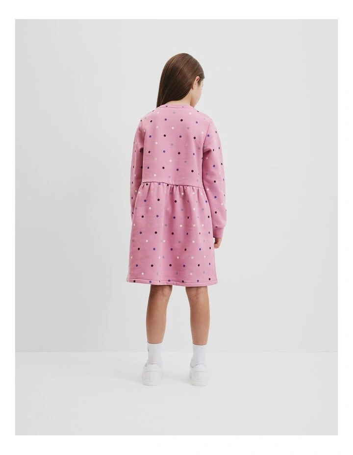Star Sweat Dress in Berry image 3