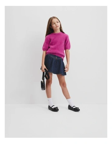 Fluffy Knit Top in Deep Berry