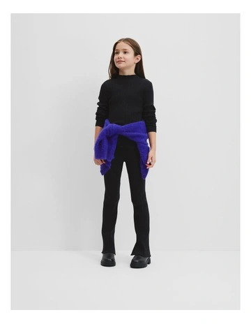 Rib Knit Top in Charcoal Marle