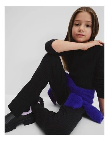 Rib Knit Pant in Charcoal Marle