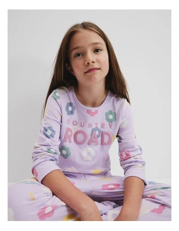 Australian Cotton Flower Logo Pyjama Set in Lilac