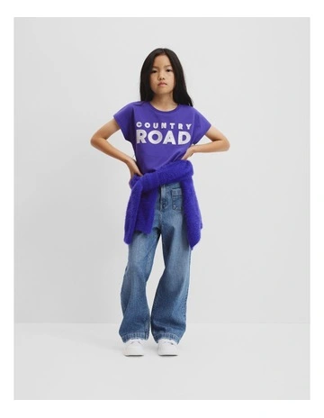 Organically Grown Cotton Sequin Logo T-shirt in Cobalt