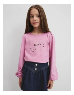 Organically Grown Cotton Cr Lucky T-shirt in Berry