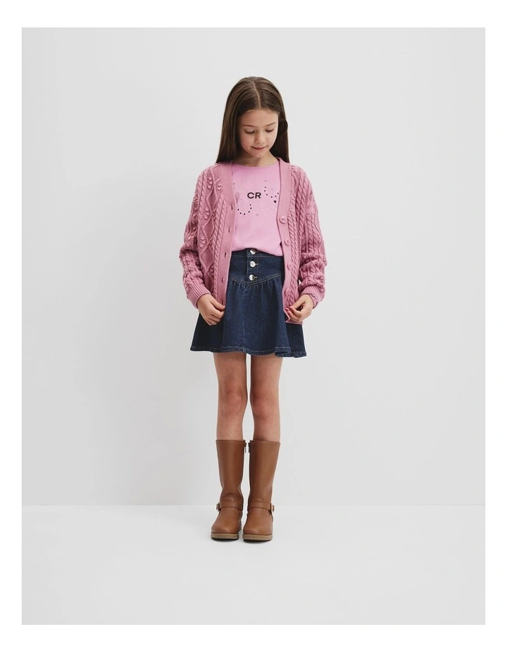 Organically Grown Cotton Cr Lucky T-shirt in Berry image 2