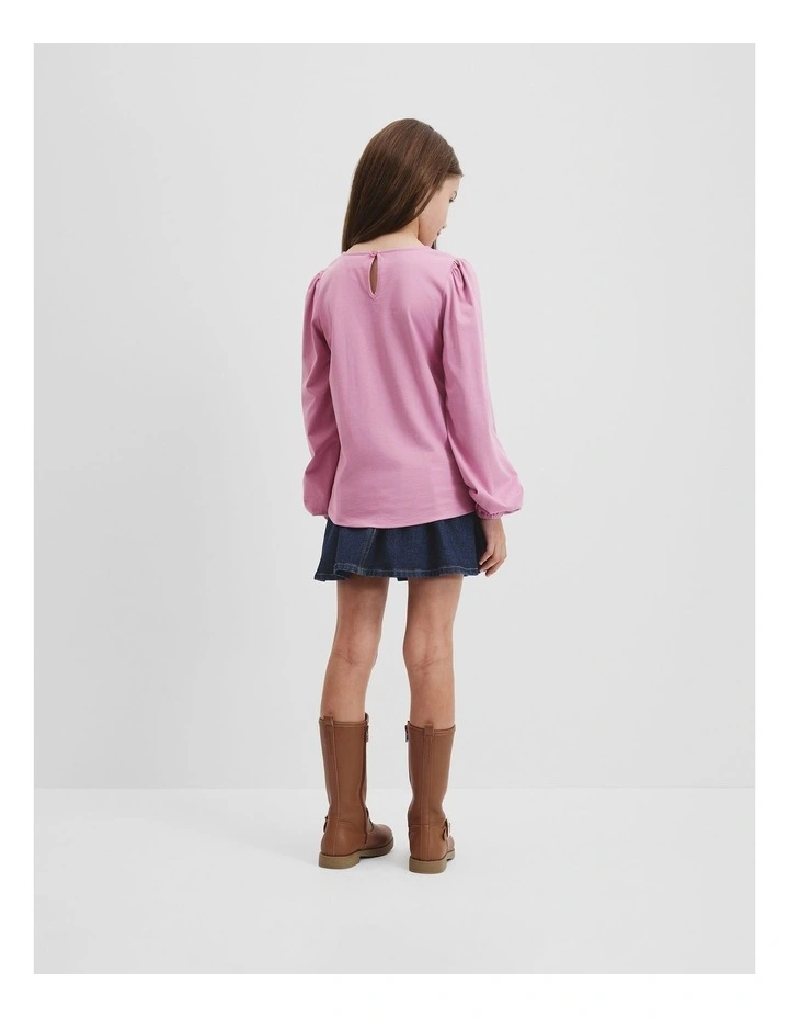 Organically Grown Cotton Cr Lucky T-shirt in Berry image 3