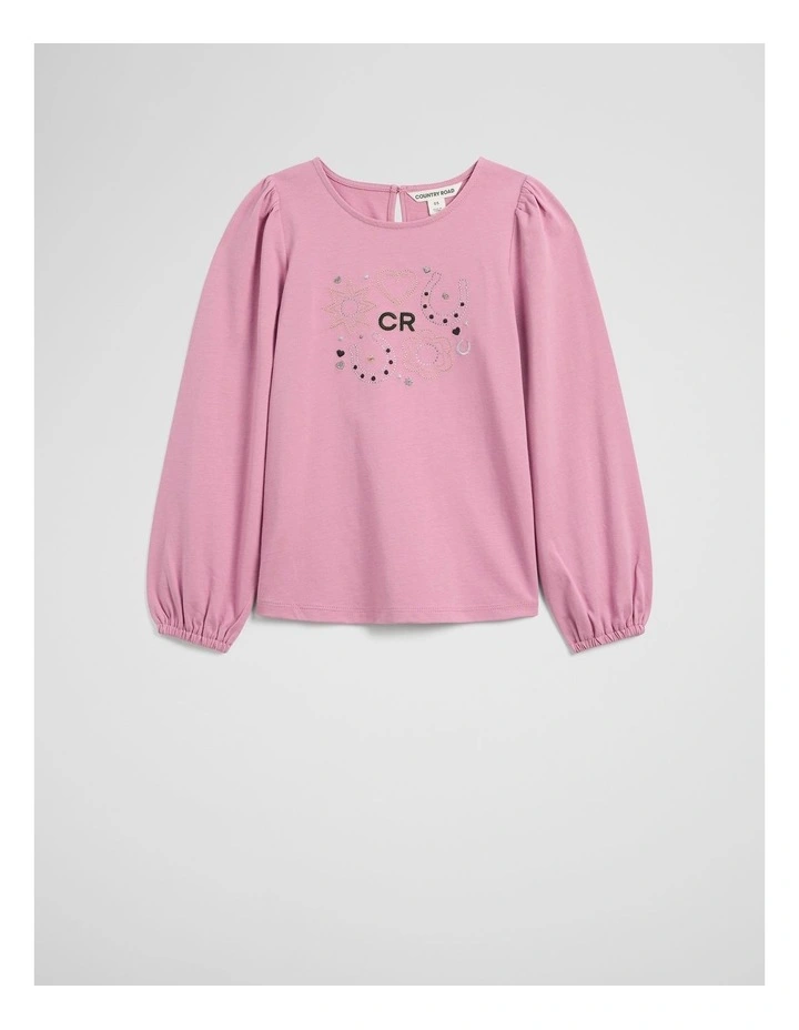 Organically Grown Cotton Cr Lucky T-shirt in Berry image 4