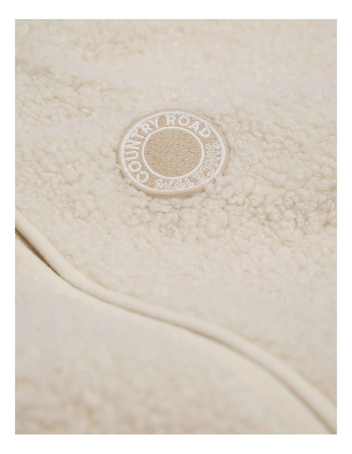 Recycled Polyester Sherpa Hooded Jumpsuit in Oyster image 6