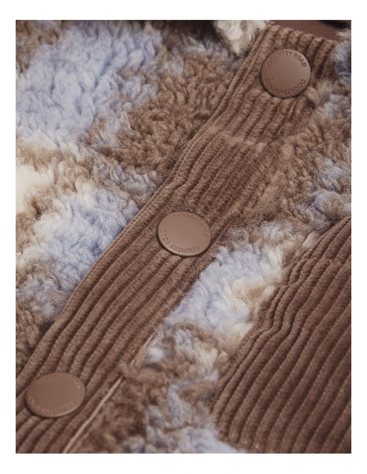 Check Sherpa Jacket in Slate Blue image 5
