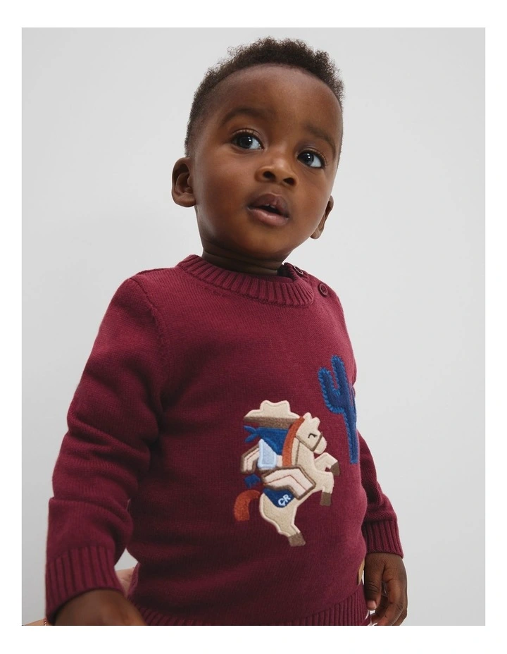 Organically Grown Cotton Blend Cowboy Knit in Garnet image 2
