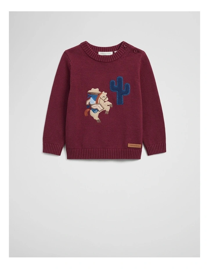 Organically Grown Cotton Blend Cowboy Knit in Garnet image 4
