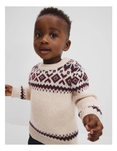Fair Isle Knit in Stone Marle
