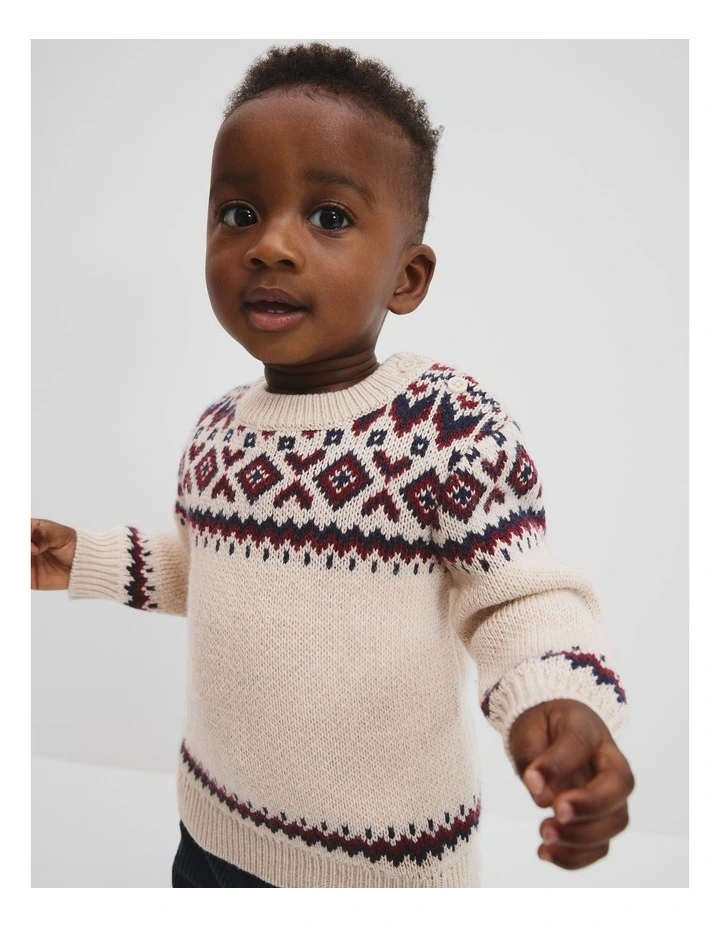 Fair Isle Knit in Stone Marle image 1