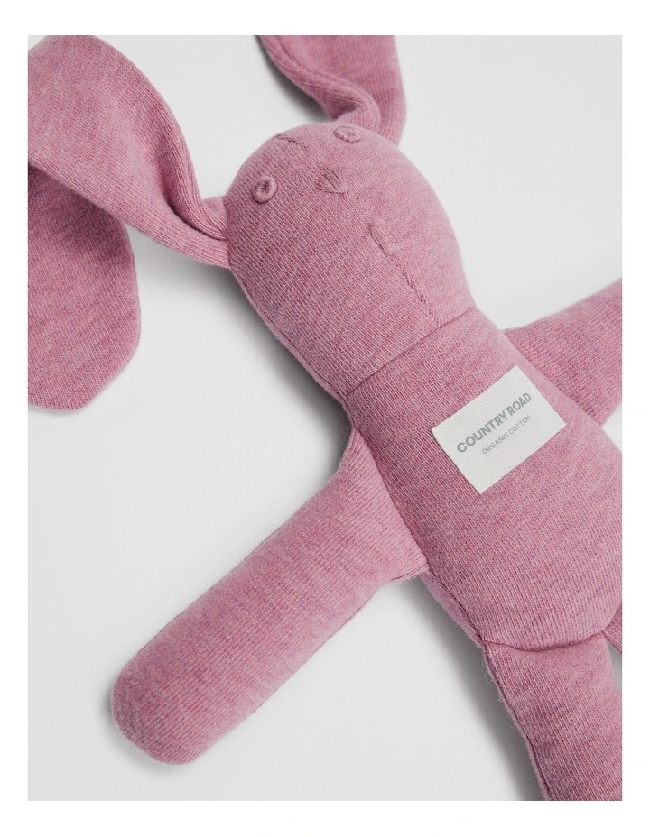 Organically Grown Cotton Rib Stripe Bunny in Berry Marle image 2