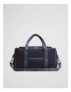 Recycled Nylon Logo Weekender in Navy