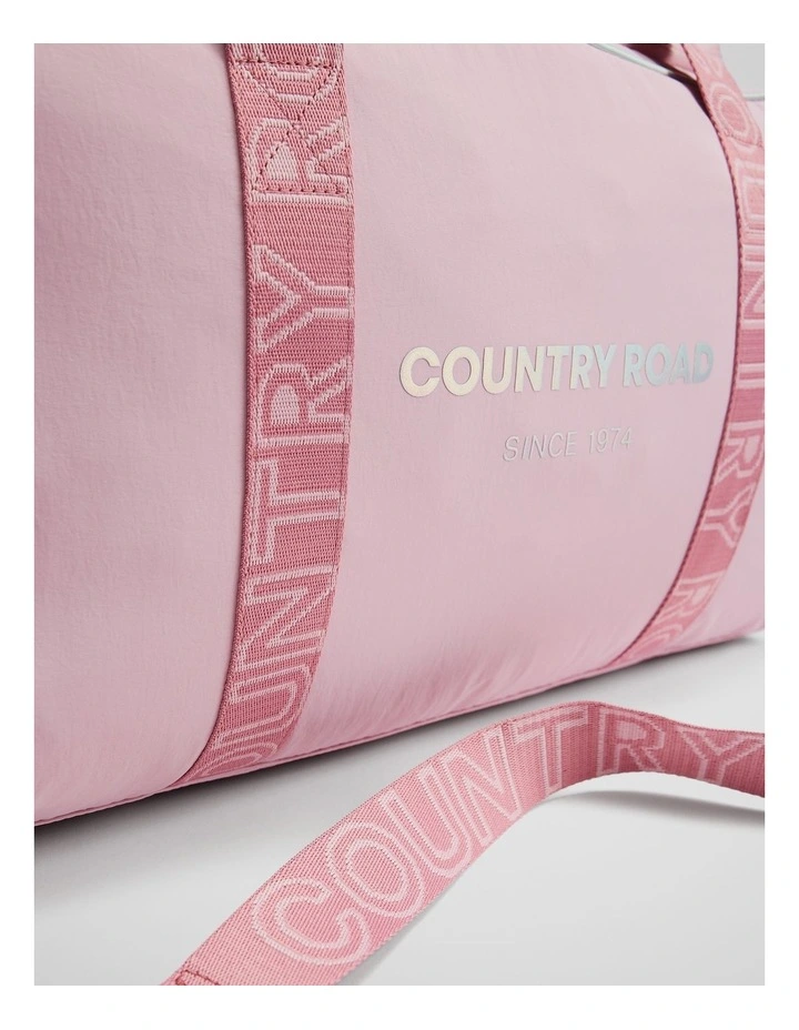 Recycled Nylon Logo Weekender in Mineral Pink image 3