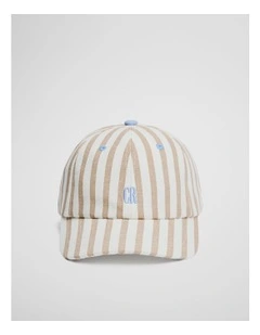Stripe Logo Cap in Oat