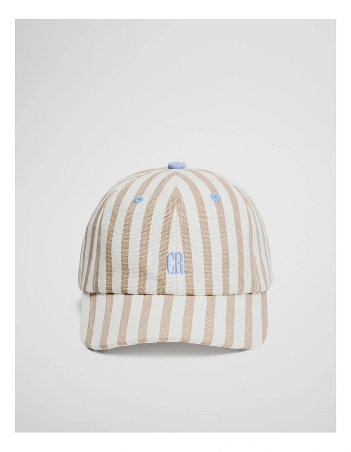 Stripe Logo Cap in Oat image 1