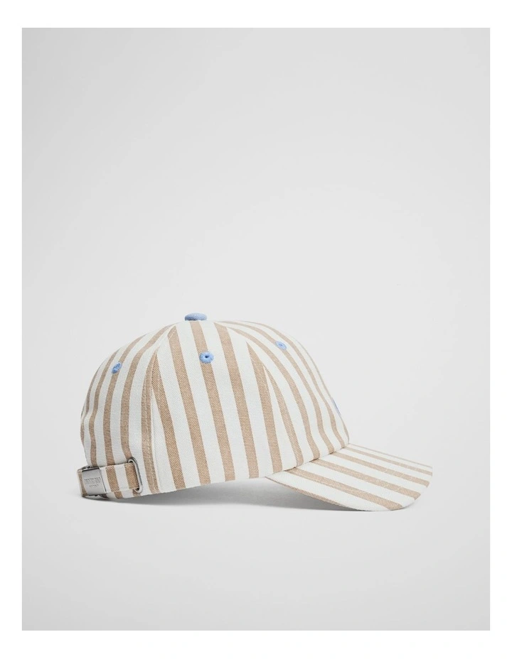 Stripe Logo Cap in Oat image 2