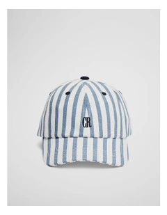 Stripe Logo Cap in Slate Blue