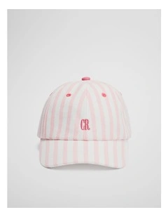 Stripe Logo Cap in Blush Pink