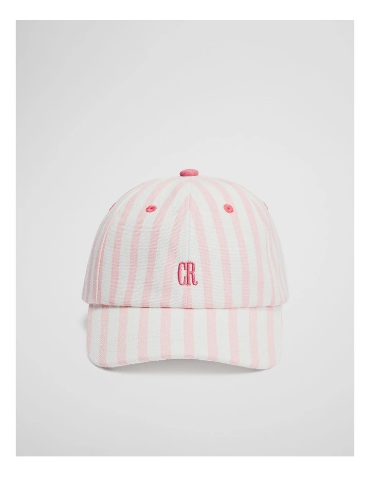 Stripe Logo Cap in Blush Pink image 1