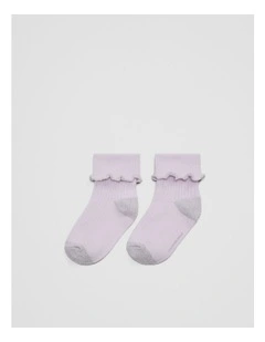 Heart Frill Sock in Lilac