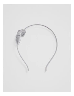 Mini Bow Headband in Silver