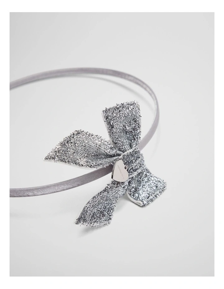 Mini Bow Headband in Silver image 2