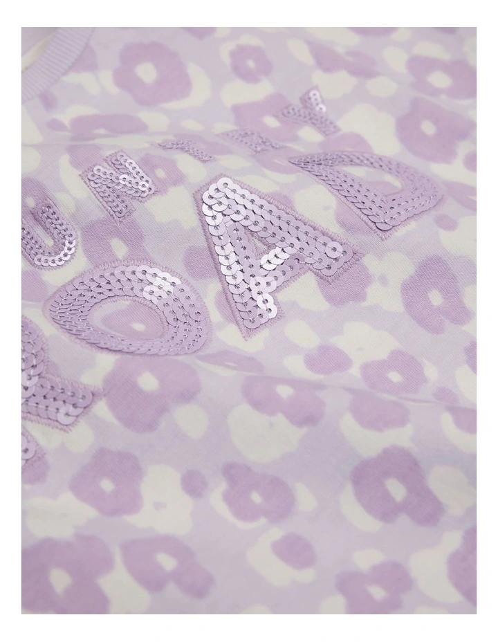 Organically Grown Cotton Sequin Logo T-shirt in Lilac Flower image 2