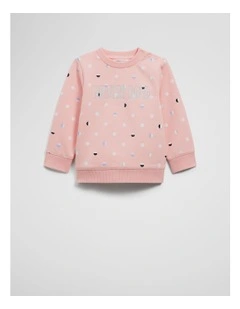 Teen Verified Australian Cotton Heritage Sweat in Pink Spot