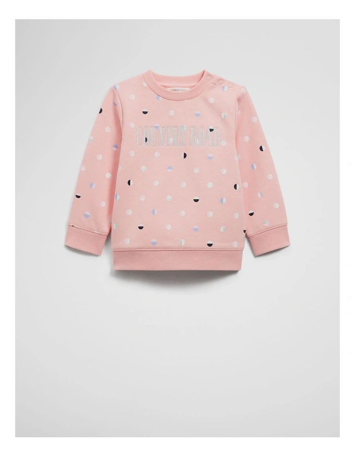 Teen Verified Australian Cotton Heritage Sweat in Pink Spot image 1