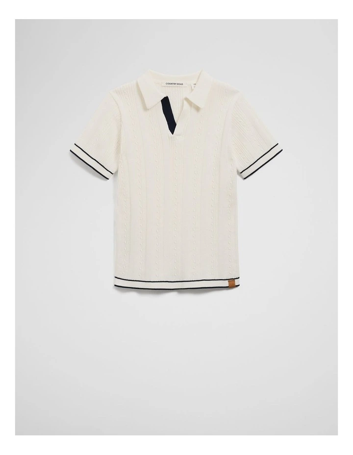 Organically Grown Cotton Knit Polo in Marshmallow image 1