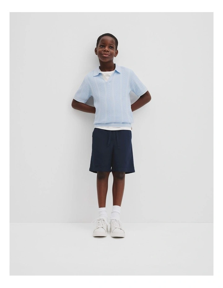 Organically Grown Cotton Knit Polo in Soft Blue image 1
