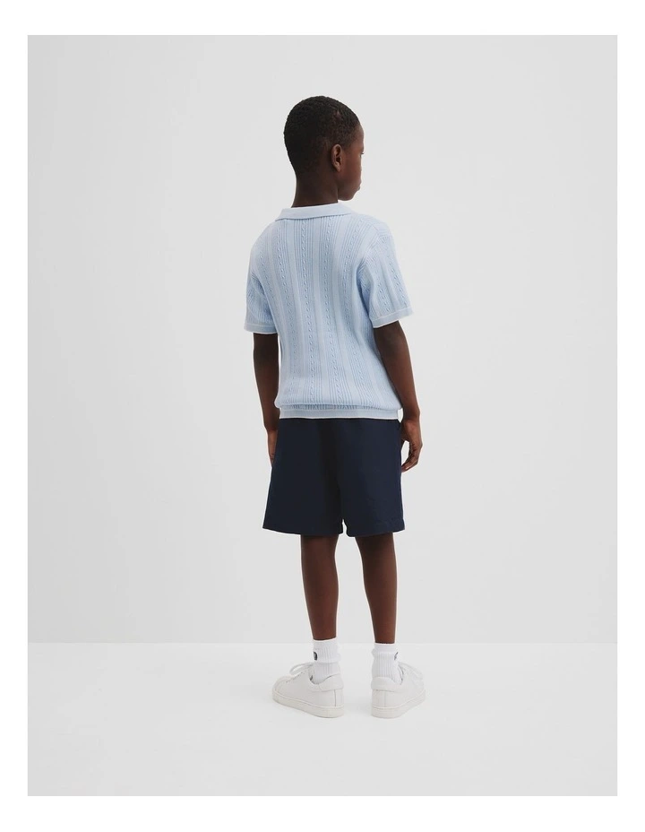 Organically Grown Cotton Knit Polo in Soft Blue image 3