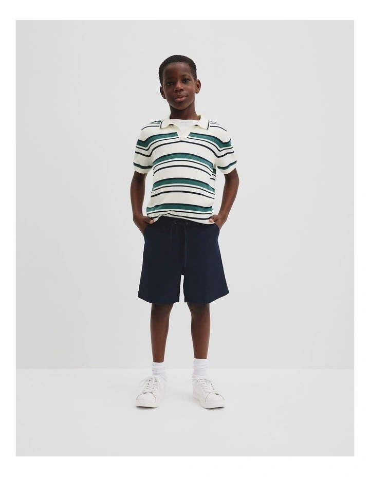 Stripe Knit Polo in Pine image 1