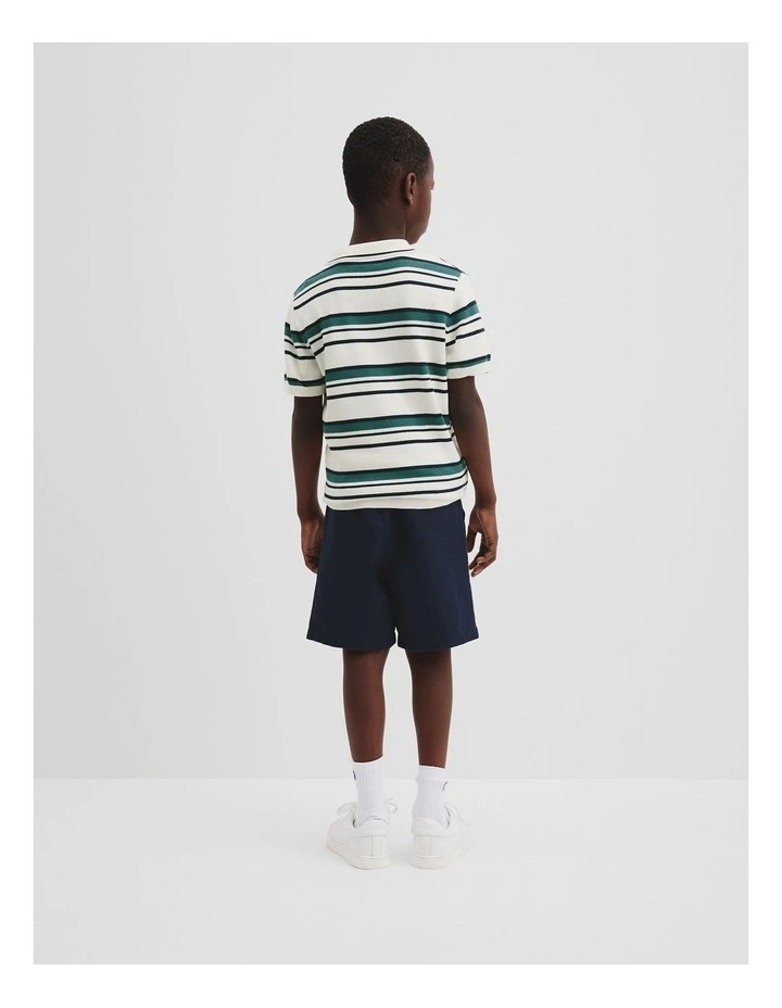 Stripe Knit Polo in Pine image 3