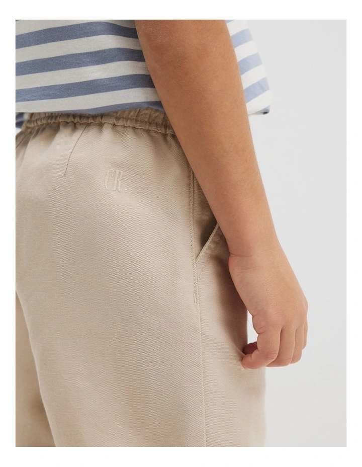 Cotton Linen Short in Oat image 2