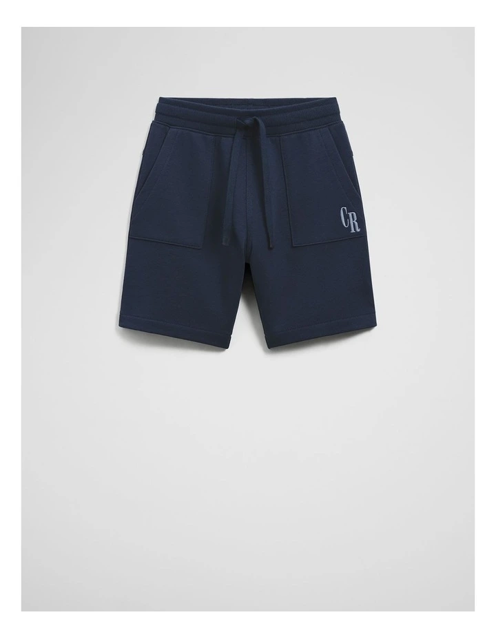 Organically Grown Cotton Pocket Detail Sweat Short in Navy image 1