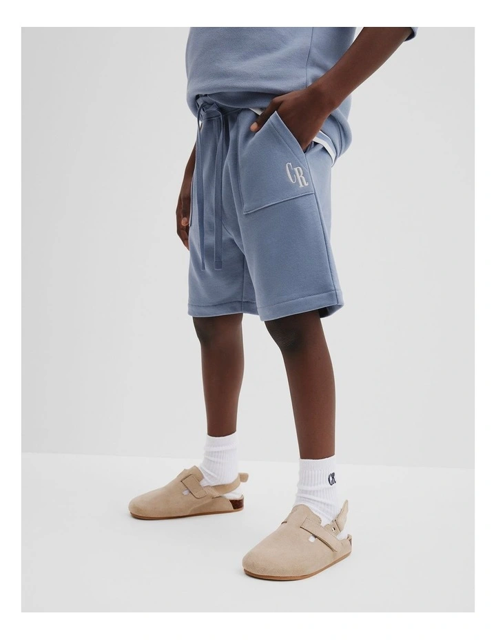 Organically Grown Cotton Pocket Detail Sweat Short in Slate Blue image 2