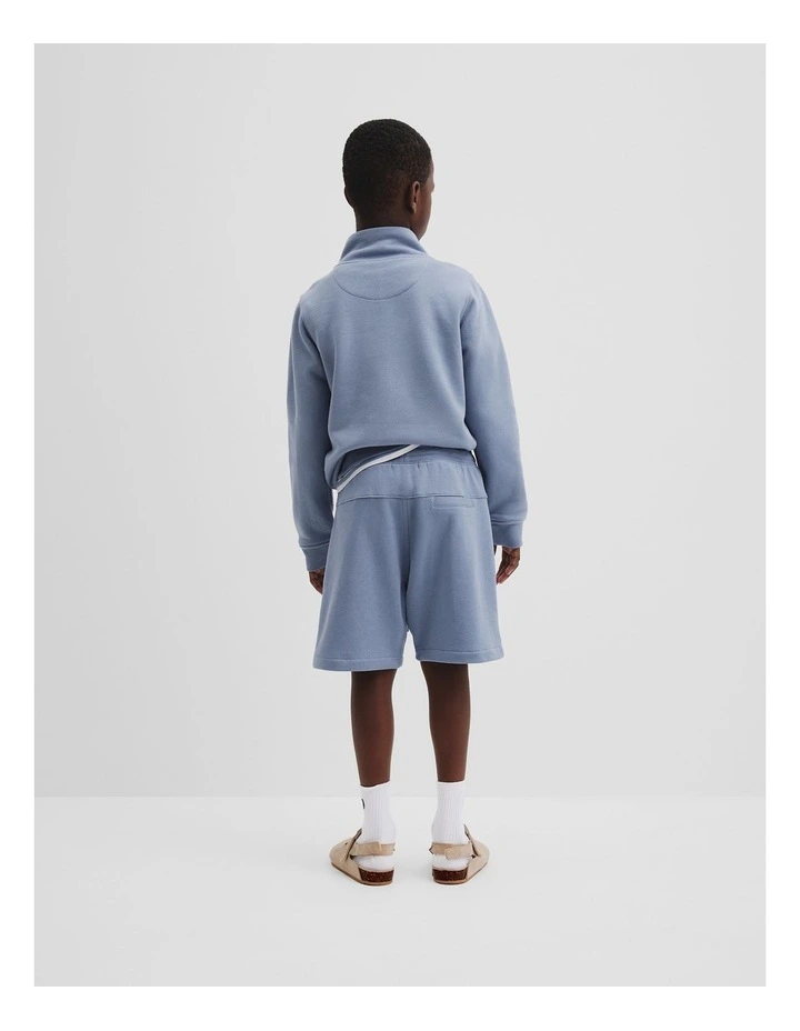 Organically Grown Cotton Pocket Detail Sweat Short in Slate Blue image 3